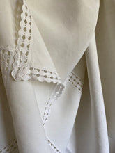 Load image into Gallery viewer, Vintage French pure linen sheet with lace turn down