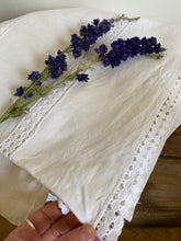 Load image into Gallery viewer, Vintage French pure linen sheet with lace turn down
