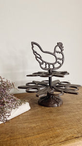 Vintage French cast iron egg stand