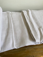Load image into Gallery viewer, Antique french farmhouse hemp linen sheet with hand embroidered JM initials