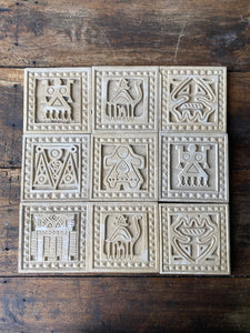 Vintage handmade raw sandstone tiles - set of 9
