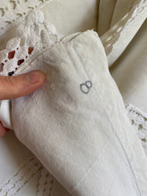 Load image into Gallery viewer, Vintage French pure linen sheet with lace turn down