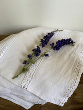 Load image into Gallery viewer, Vintage French pure linen sheet with lace turn down