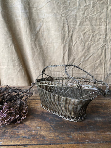 Vintage French wine wire basket
