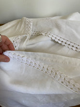 Load image into Gallery viewer, Vintage French pure linen sheet with lace turn down