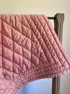 Antique french faded pink quilt