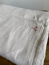 Load image into Gallery viewer, Antique French hemp linen famrhouse sheet