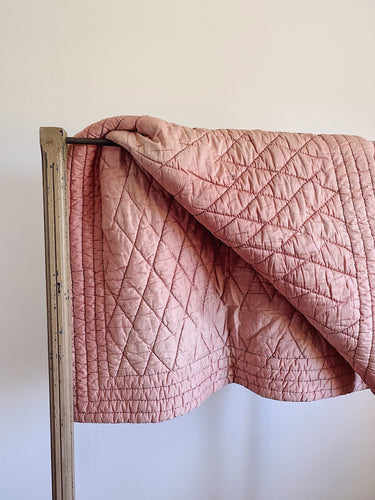 Antique french faded pink quilt