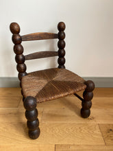 Load image into Gallery viewer, Vintage French rustic turned wood straw chair