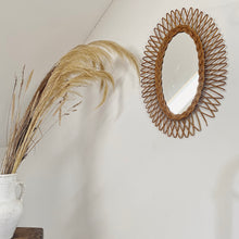 Load image into Gallery viewer, Vintage Mid Century wicker and Rattan mirror