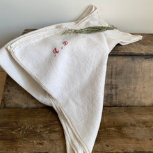 Load image into Gallery viewer, Antique Hemp chalk white sheet with A+D embroidered initials 200x270cm