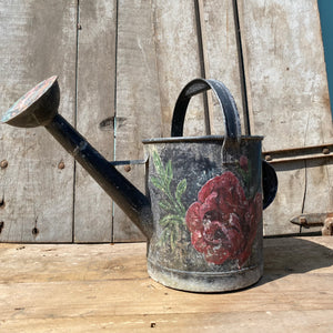 Vintage French Hand painted watering can