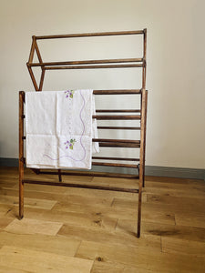 Vintage French wooden clothes horse drying rack
