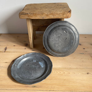 Pair of Antique decorative pewter plates