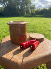 Load image into Gallery viewer, Small vintage French crock jar with lid