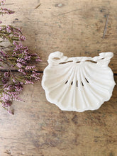 Load image into Gallery viewer, Vintage vintage cast iron enamel shell shaped soap dish