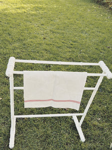 Vintage French painted wood towel stand