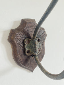 Vintage French hat and coat hook mounted on a base