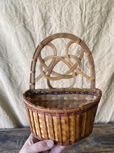 Load image into Gallery viewer, Vintage French 1970s rattan hanging basket