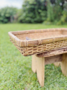 Vintage wicker and bamboo tray