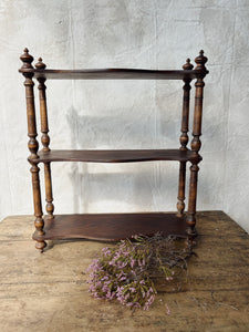 Antique French 19th century turned wood wall shelf