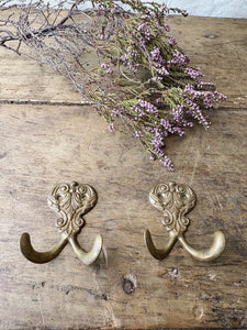 Pair of Antique brass hooks