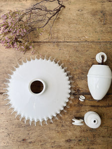 Antique French frill edge opaline rise and fall ceiling light