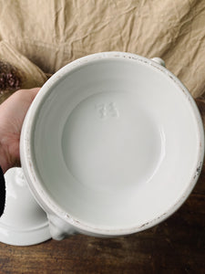 White porcelain soup tureen lions head with lid