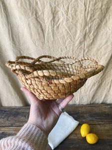 Vintage French coiled straw bread or fruit basket