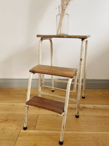 Vintage French folding stool step ladder