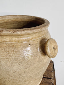 Antique French large confit pot with button handles
