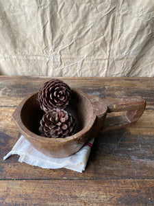 Hand carved wooden handled bowl