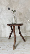 Load image into Gallery viewer, Farmhouse rustic brutalist tripod stool