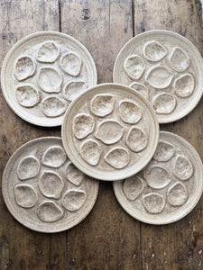 Vintage French sandstone oyster plates - set of 5