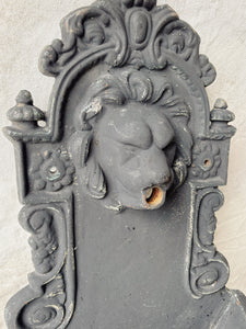 Antique French cast iron lion head fountain garden sink