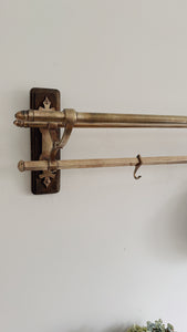 1920s French brass art deco hat and coat rail or kitchen pot stand and rail