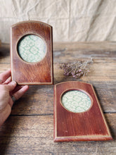 Load image into Gallery viewer, Vintage mid century walnut decorative frames with brass edge - pair