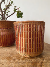 Load image into Gallery viewer, Vintage 1970s French wicker plant pot holders