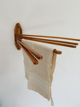 Load image into Gallery viewer, Vintage wooden wall mounted articulated towel rack - 6 dowels