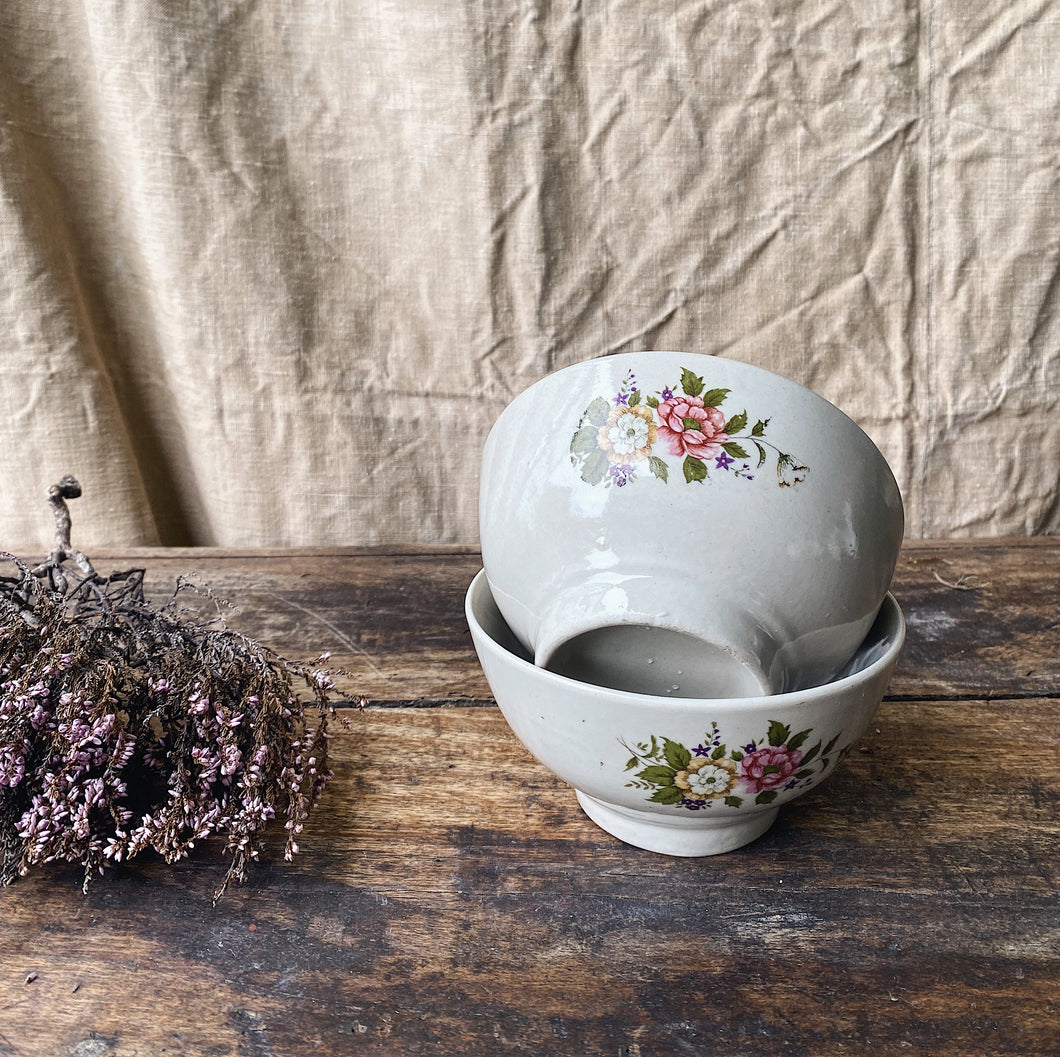 Pair Vintage French breakfast bowls