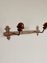 Load image into Gallery viewer, Vintage French painted metal and wood coat hooks