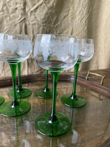Vintage Alsatian white wine glasses - set of 6