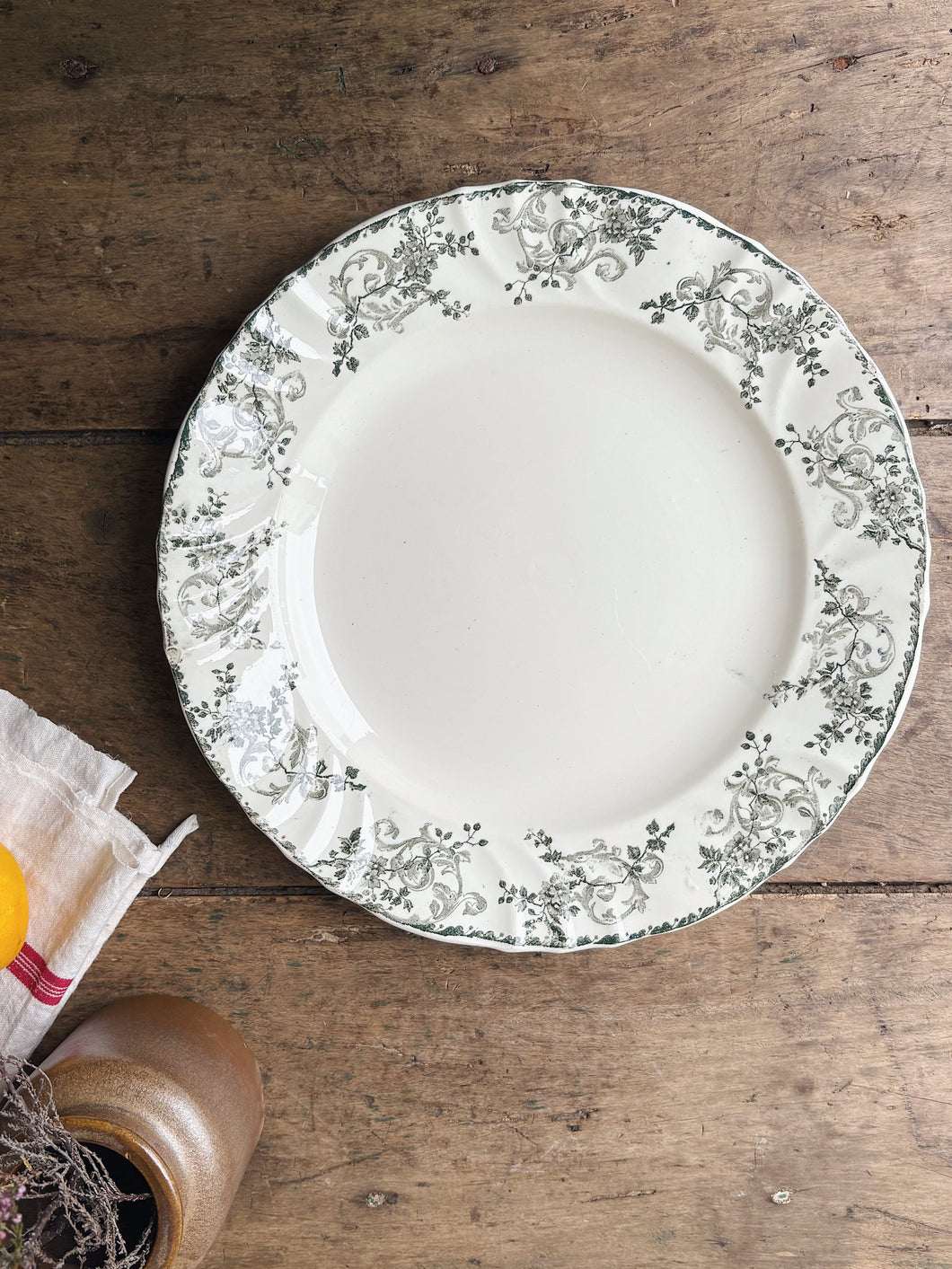 Antique Longwy ceramic serving platter