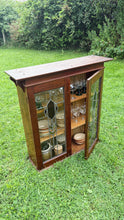 Load image into Gallery viewer, Vintage double door cabinet with lead light and stained glass