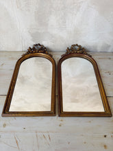 Load image into Gallery viewer, Pair of Gold finished arch mirror with bow detail