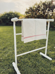 Vintage French painted wood towel stand