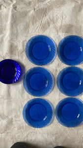 Set of vintage Arcoroc cobalt blue Blue plates