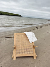 Load image into Gallery viewer, Vintage Rattan Backed Folding Wooden Back Rest
