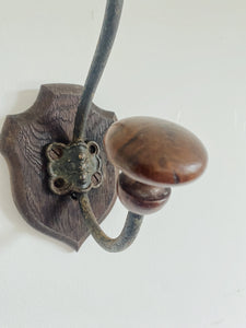 Vintage French hat and coat hook mounted on a base