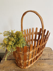 Wood and wicker foraging basket